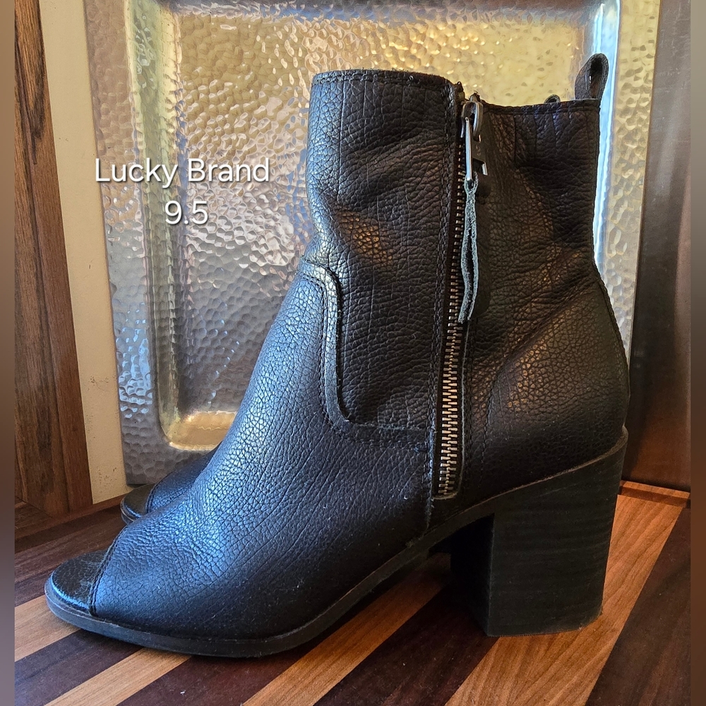Lucky‎ Brand Black Kamren Peeptoe Booties